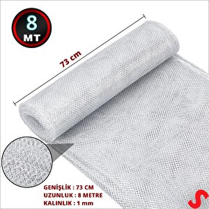 Simli Örgü File Rulo Tül, 73 Cm X 8 Mt - Gümüş
