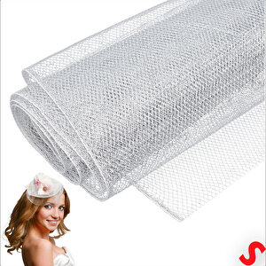 Simli Örgü File Rulo Tül, 73 Cm X 8 Mt - Gümüş