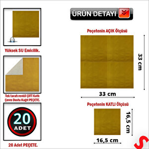 Altın Peçete - 33cm X 33cm - 20 Adet