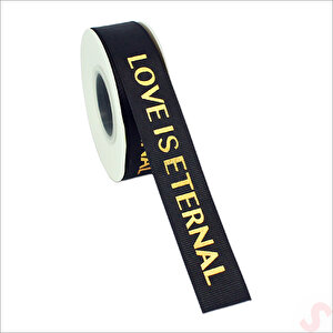 Grogren Kurdele Eternal Altın Baskılı, 2,5cm X 23mt - Siyah