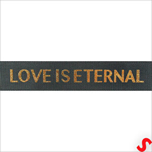 Grogren Kurdele Eternal Altın Baskılı, 2,5cm X 23mt - Siyah