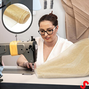 Simli Örgü File Rulo Tül, 73 Cm X 8 Mt - Altın