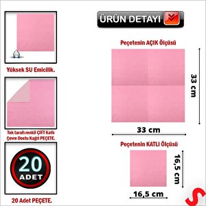 Pembe Peçete - 33cm X 33cm - 20 Adet