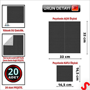 Siyah Peçete - 33cm X 33cm - 20 Adet