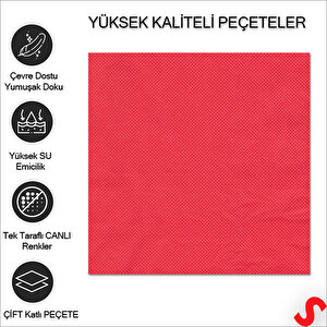 Kırmızı Peçete - 33cm X 33cm - 20 Adet