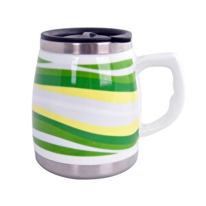 Andoutdoor And325a İçi Çelik Dışı Desenli Seramik Kupa Mug