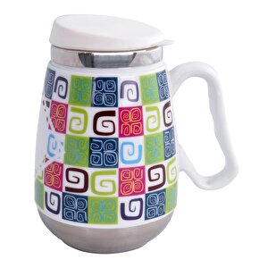 Andoutdoor And325b İçi Çelik Dışı Desenli Seramik Kupa Mug