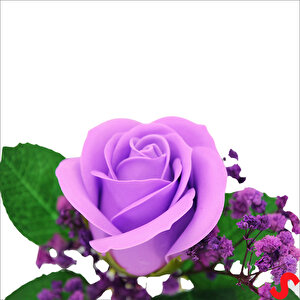Pvc Kutulu Cipsolu Yapay Mor Gül - 25cm X 7cm