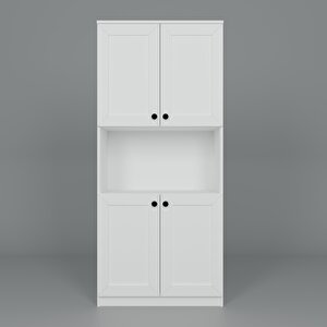 Lucas 4 Kapaklı Çok Amaçlı Dolap, Çok Amaçlı Banyo, Mutfak Ve Mikrodalga Fırın Dolabı - Beyaz