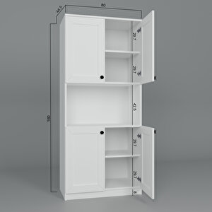 Lucas 4 Kapaklı Çok Amaçlı Dolap, Çok Amaçlı Banyo, Mutfak Ve Mikrodalga Fırın Dolabı - Beyaz