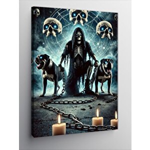 Kanvas Tablo Köpekli Azrail Figürü 50x70 cm