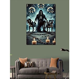 Kanvas Tablo Köpekli Azrail Figürü 50x70 cm