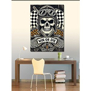 Kanvas Tablo Kafatası Ve Yarış Teması 70x100 cm