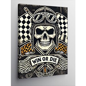 Kanvas Tablo Kafatası Ve Yarış Teması 50x70 cm