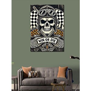 Kanvas Tablo Kafatası Ve Yarış Teması 50x70 cm
