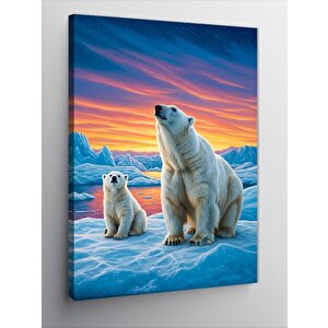 Kanvas Tablo Kutup Ayıları Ve Kuzey Işıkları 70x100 cm