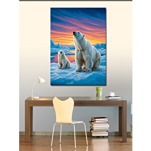 Kanvas Tablo Kutup Ayıları Ve Kuzey Işıkları 100x140 cm