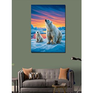 Kanvas Tablo Kutup Ayıları Ve Kuzey Işıkları 100x140 cm