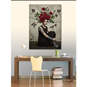 Kanvas Tablo Gül Taçlı Kadın Portresi 100x140 cm