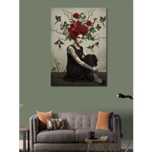 Kanvas Tablo Gül Taçlı Kadın Portresi 100x140 cm