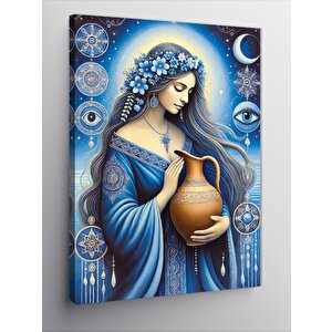 Kanvas Tablo Ayışığında Kadın Ve Çömlek 100x140 cm