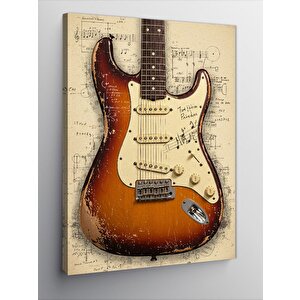 Kanvas Tablo Elektrik Gitar Ve Nota Deseni 100x140 cm