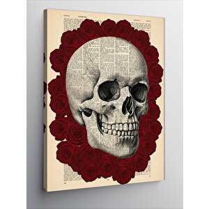 Kanvas Tablo Gül Ve Kafatası Çizimi 50x70 cm