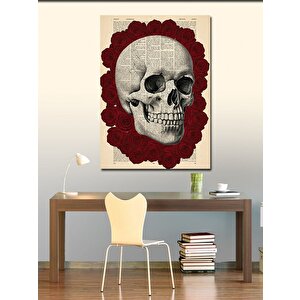 Kanvas Tablo Gül Ve Kafatası Çizimi 50x70 cm