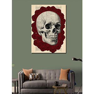 Kanvas Tablo Gül Ve Kafatası Çizimi 50x70 cm