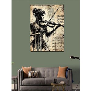 Kanvas Tablo Keman Çalan Müziğin Silüeti 50x70 cm