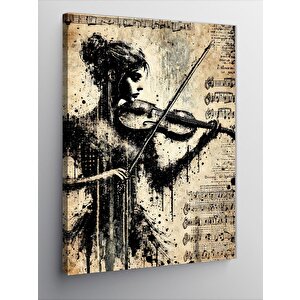 Kanvas Tablo Keman Çalan Müziğin Silüeti 100x140 cm