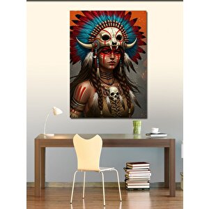 Kanvas Tablo Savaşçı Kızılderili Kadın 100x140 cm