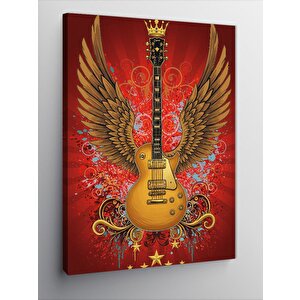 Kanvas Tablo Kanatlı Altın Gitar Afişi 100x140 cm