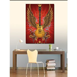 Kanvas Tablo Kanatlı Altın Gitar Afişi 100x140 cm
