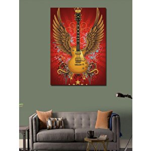 Kanvas Tablo Kanatlı Altın Gitar Afişi 100x140 cm