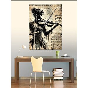 Kanvas Tablo Keman Çalan Müziğin Silüeti 70x100 cm