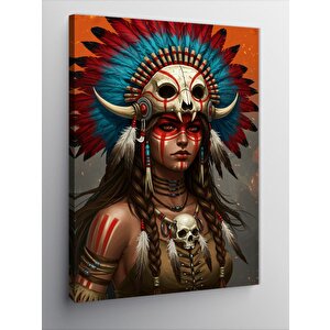 Kanvas Tablo Savaşçı Kızılderili Kadın 70x100 cm