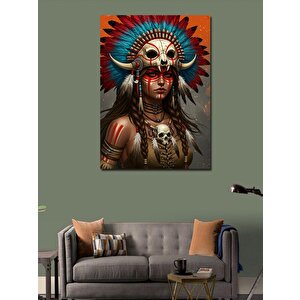 Kanvas Tablo Savaşçı Kızılderili Kadın 70x100 cm
