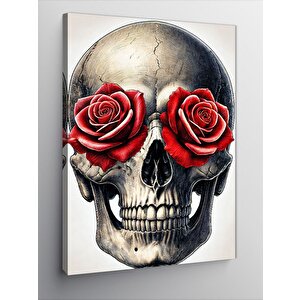 Kanvas Tablo Gül Dolu Kafatası 50x70 cm