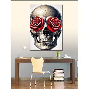 Kanvas Tablo Gül Dolu Kafatası 50x70 cm