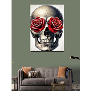 Kanvas Tablo Gül Dolu Kafatası 50x70 cm
