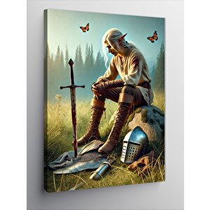 Kanvas Tablo Kılıcını Tutan Orman Savaşçısı 100x140 cm