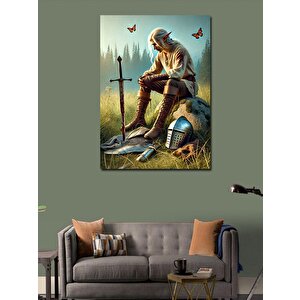 Kanvas Tablo Kılıcını Tutan Orman Savaşçısı 100x140 cm
