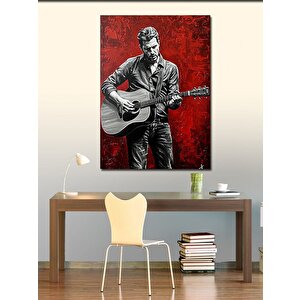 Kanvas Tablo Kırmızı Fonlu Gitarist 50x70 cm