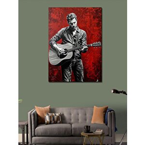 Kanvas Tablo Kırmızı Fonlu Gitarist 70x100 cm