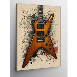 Kanvas Tablo Turuncu Elektro Gitar Çizimi 100x140 cm