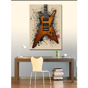 Kanvas Tablo Turuncu Elektro Gitar Çizimi 100x140 cm