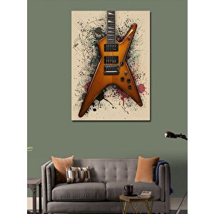 Kanvas Tablo Turuncu Elektro Gitar Çizimi 100x140 cm