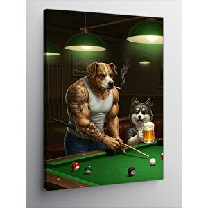 Kanvas Tablo Bilardo Oynayan Köpek 100x140 cm
