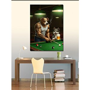 Kanvas Tablo Bilardo Oynayan Köpek 100x140 cm